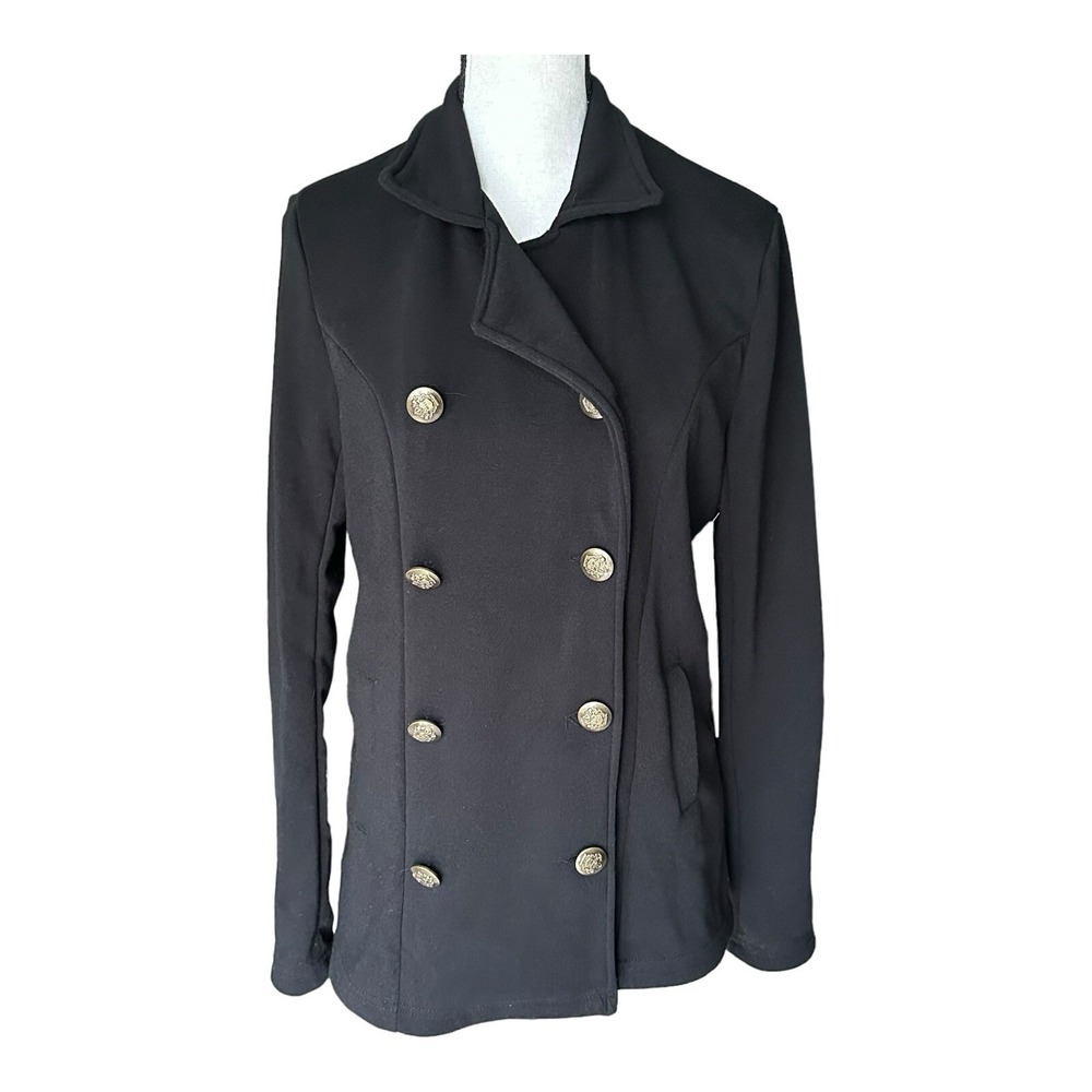 Cavalini Original Women Eight Buttons Pockets Black Lined Warm Jacket Sz PL